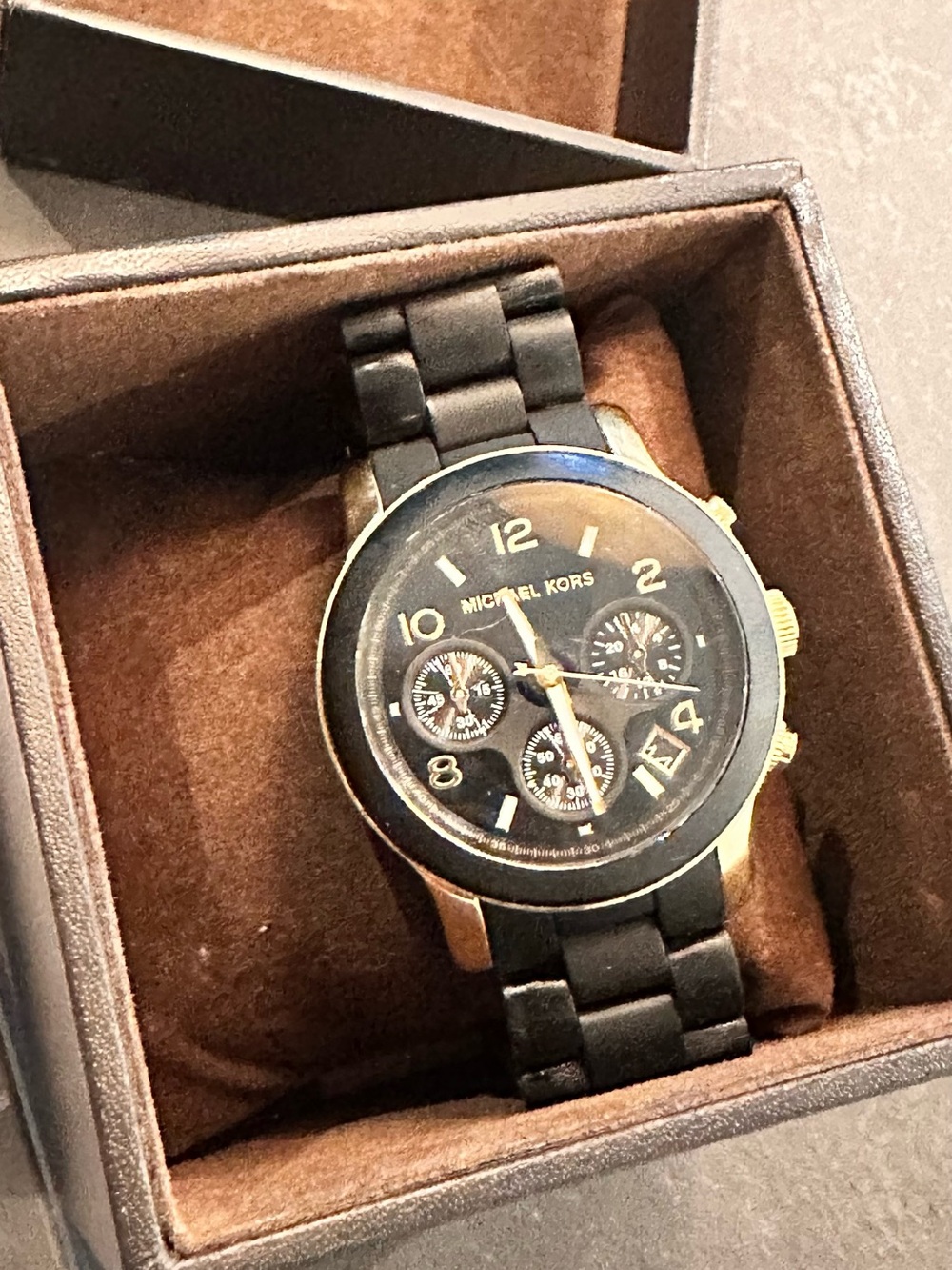 Michael Kors Black and Gold-Tone Chronograph Bracelet Watch